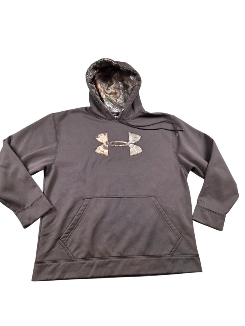 Under Armour Hoodie Mens XL Brown Camo Pullover Sweatshirt Flaw*